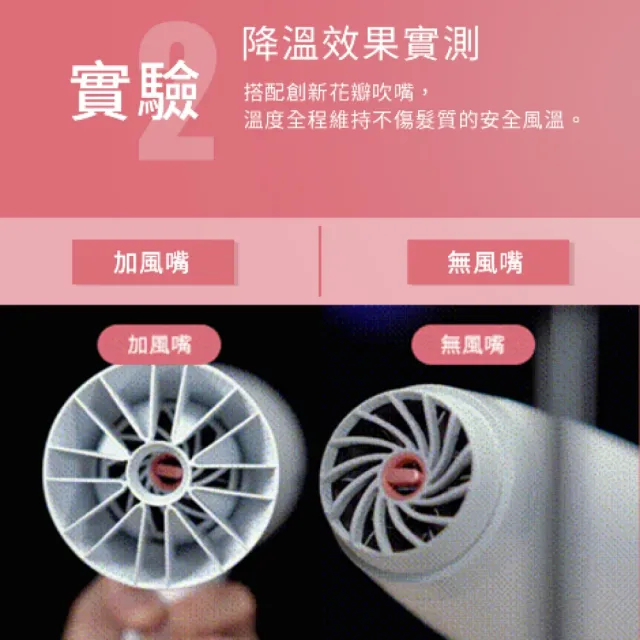 【Philips 飛利浦】BHD356 輕量溫控護髮吹風機 (柔漾粉/花瓣吹嘴/2000萬負離子/官方直營)