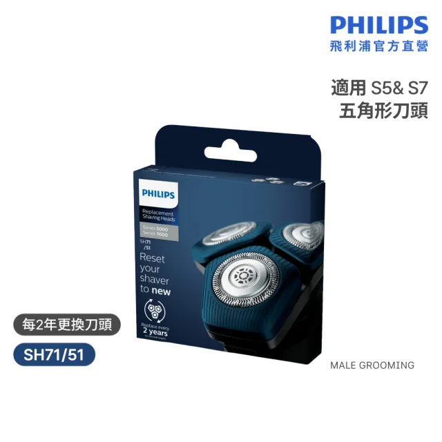 【Philips 飛利浦】SH71/51 原廠電鬍刀替換刀頭 (適用S7000/新一代S5000系列/荷蘭製/官方直營)