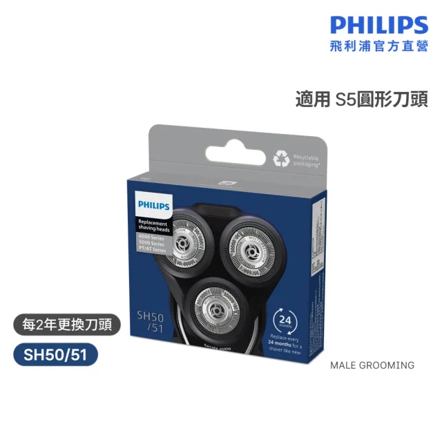 【Philips 飛利浦】SH50/51 原廠電鬍刀替換刀頭 (適用S5000/S6000系列/荷蘭製/官方直營)