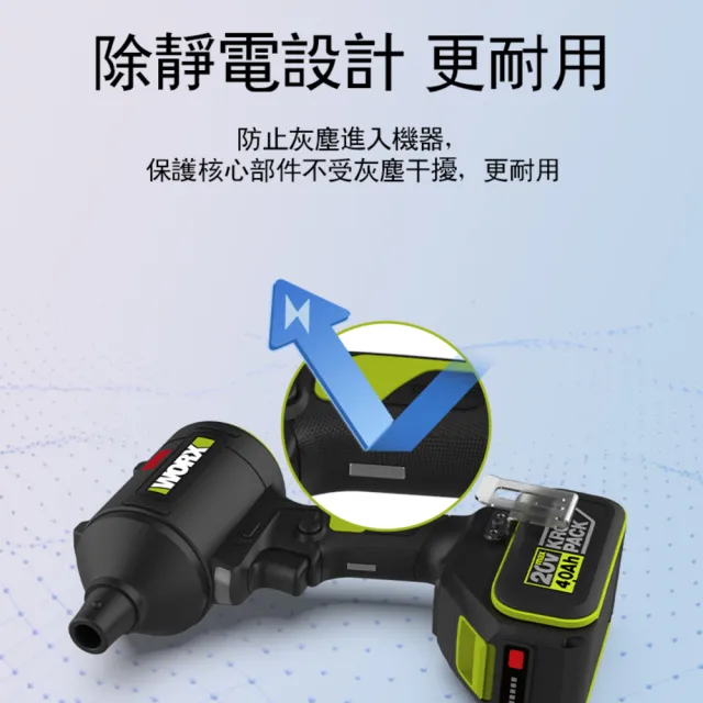 【WORX 威克士】20V 鋰電無刷空氣除塵槍 WU093.2(鼓風機 吹塵槍 吹葉機 無刷 鋰電 吹風 無刷渦輪吹塵槍)