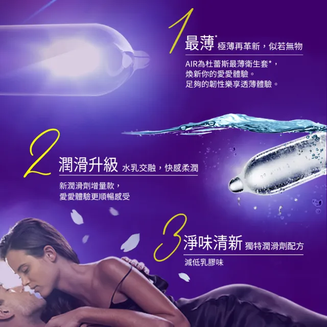 【Durex 杜蕾斯】AIR輕薄幻隱潤滑裝衛生套2盒(共6入 保險套/衛生套/避孕套/安全套/避孕/保險套推薦)