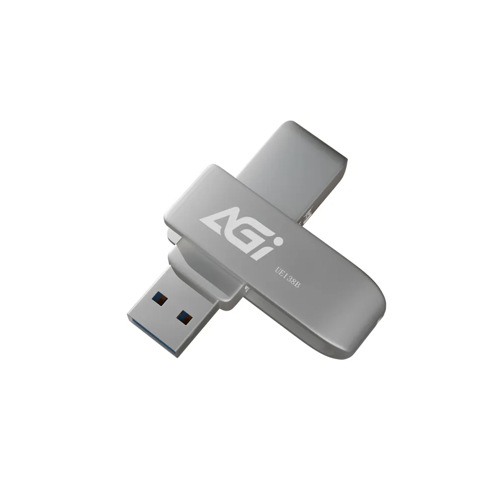 【AGI】UE138B 64GB 金屬旋轉隨身碟(USB3.2｜耐用鋅合金｜電腦/電視/車用通用)