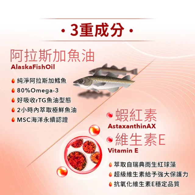 【白蘭氏】官方直營 即萃蝦紅素魚油EX(60顆 魚油、蝦紅素 高濃度OMEGA3 營養師推薦)