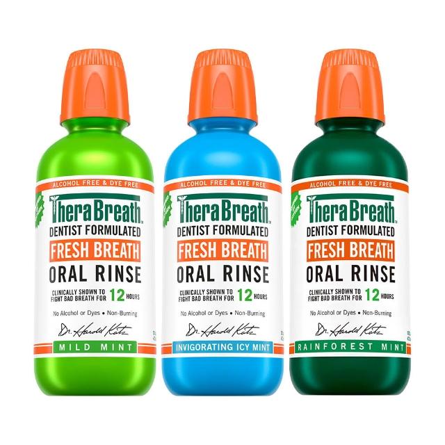 【TheraBreath 凱斯博士】任選 無酒精漱口水 473ml(溫和薄荷/冰涼薄荷/雨林薄荷)