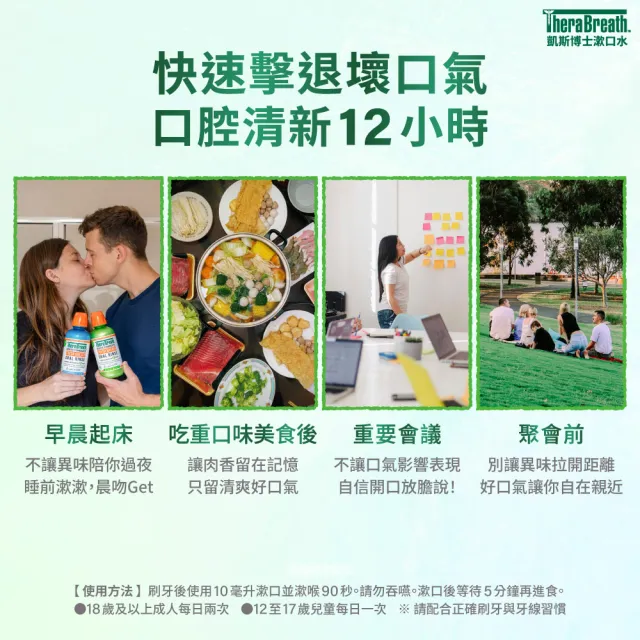 【TheraBreath 凱斯博士】任選 無酒精漱口水 473ml(溫和薄荷/冰涼薄荷/雨林薄荷)