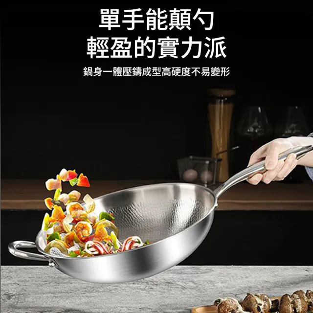 Carsly 德國鈦鍋 不沾鍋 無塗層鈦鍋 健康炒鍋  30CM（手工鍛打 耐鏟耐磨 導熱均勻 送鍋蓋）