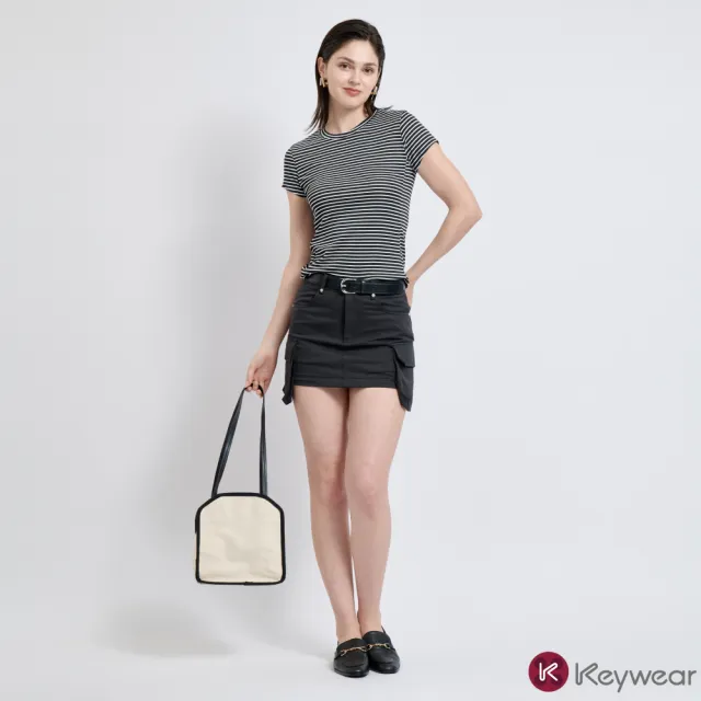 【KeyWear 奇威名品】顯瘦工裝魚尾長裙/短裙/自行變換兩穿(共2色)
