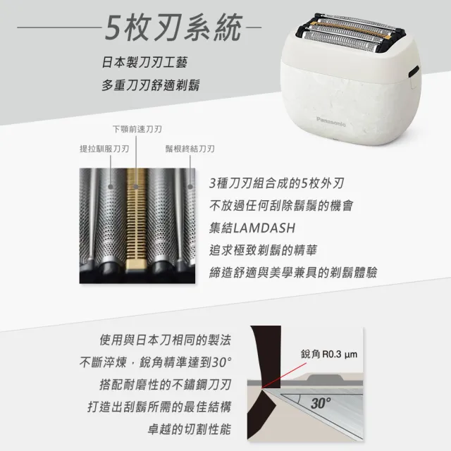 【Panasonic 國際牌】日本製掌上型5枚刃電動刮鬍刀-白色(ES-PV6A-W)