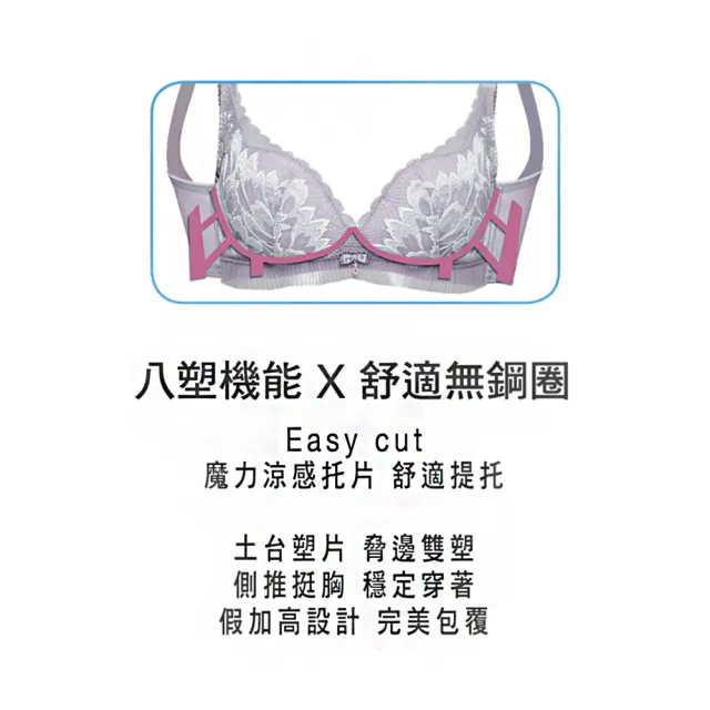 【Swear 思薇爾】撩波羽晶伶系列B-E罩無鋼圈蕾絲包覆內衣(晶瑩粉)