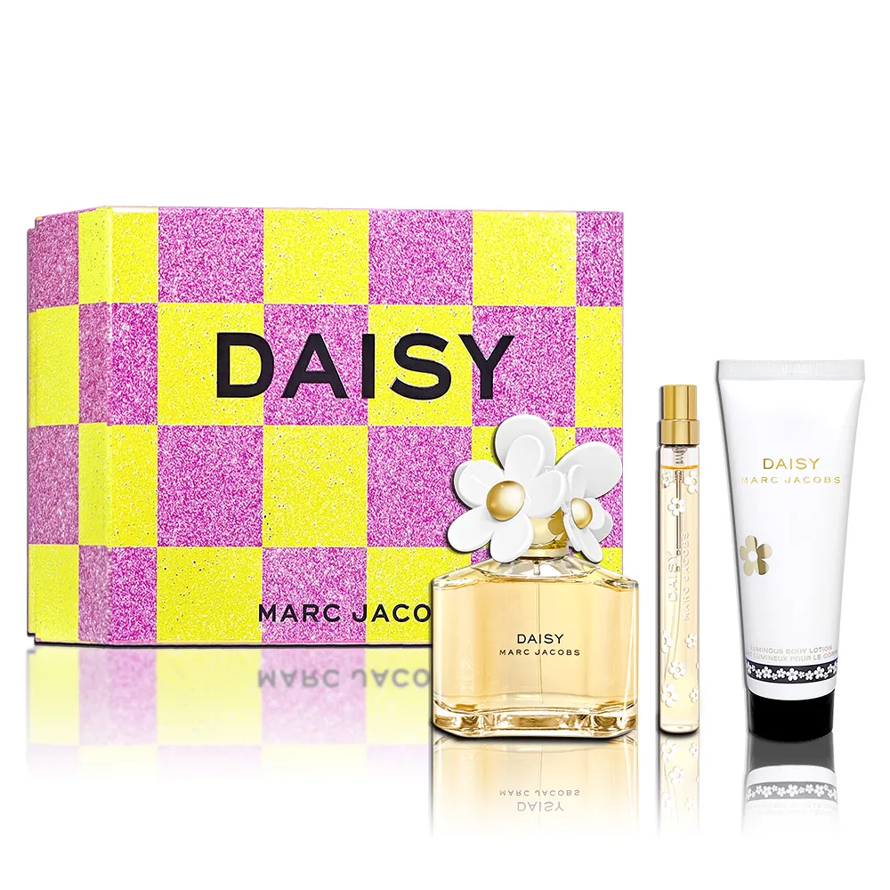 【MARC JACOBS 馬克賈伯】繽紛假期小雛菊尊榮禮盒-小雛菊淡香水100ml+身體乳75ml+隨行香氛10ml(專櫃公司貨)