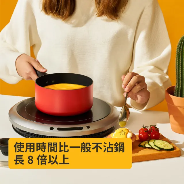【MEYER 美亞】陶瓷不沾鍋 雙鍋組 - 革新紅系列(28cm平底鍋+16cm湯鍋含蓋)