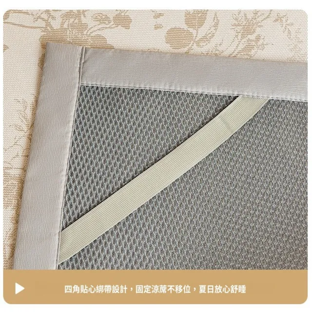 【Quality 聚家】冰藤席冰絲席 涼席 夏季涼席三件套 空調席 地墊 180x200cm（1800D冰絲+天然藤面料）
