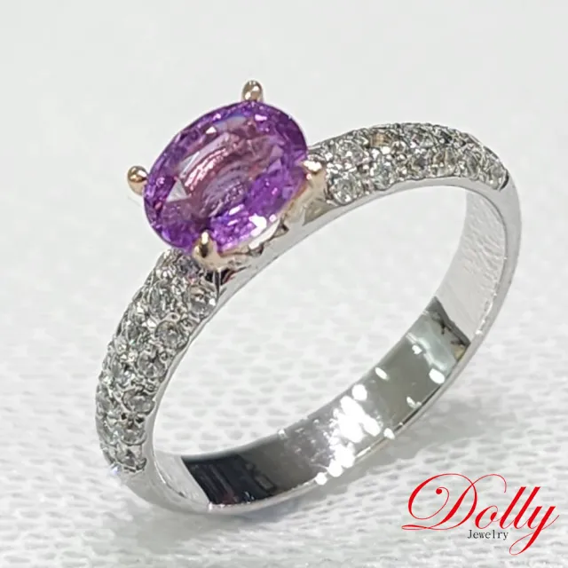 【DOLLY】14K金 無燒斯里蘭卡艷彩紫羅蘭1克拉藍寶石鑽石戒指-012 高級訂製珠寶 奢華質感 浪漫送禮