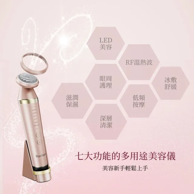 【Ravilam 娜美妍】Face Care+ 煥膚彩光美容儀-粉金   LRJ-R01 (六大模式｜日本製造｜原廠授權)