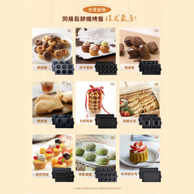 【Vitantonio】官方直營 烤盤-杯子蛋糕/甜甜圈/檸檬蛋糕/瑪德蓮(VWH-600B鬆餅機適用)