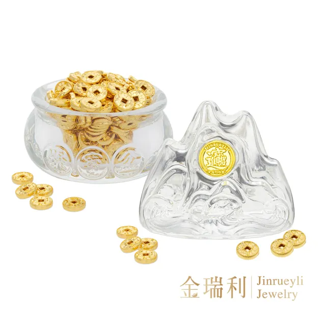 【金瑞利】年終慶 黃金擺件 0.18錢 聚寶盆/金山許願瓶 共5顆(±1厘)