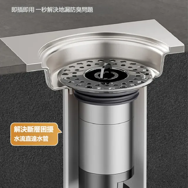 【kingkong】全鋼加長防臭地漏芯 不鏽鋼排水濾網（即插即用 密封排水蓋)