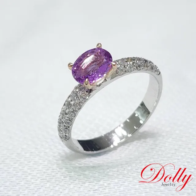 【DOLLY】14K金 無燒斯里蘭卡艷彩薰衣草紫1克拉藍寶石鑽石戒指-013 高級訂製珠寶 奢華質感 浪漫送禮
