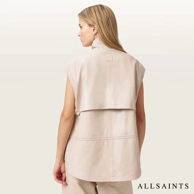 【ALLSAINTS】FLOR 寬鬆羊皮背心-白 W095LE(寬鬆版型)
