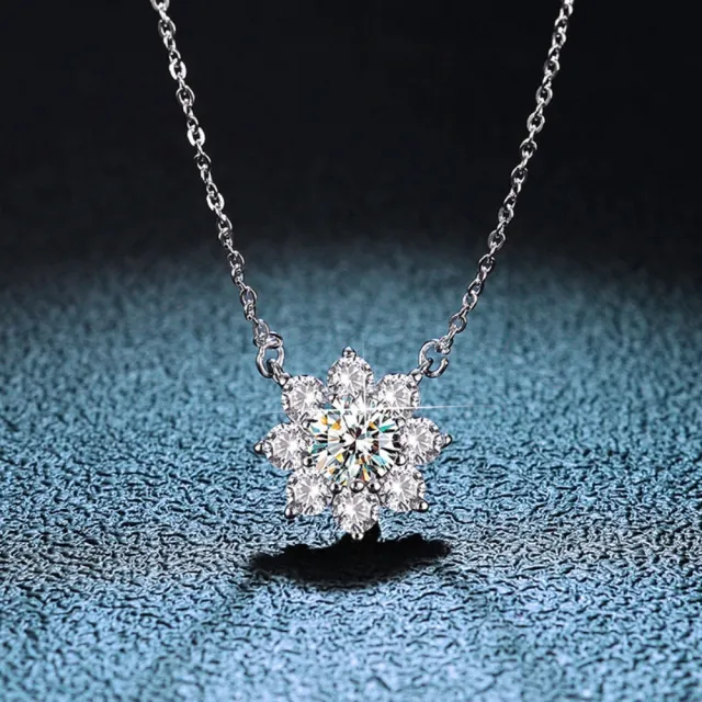 【巴黎精品】頂級莫桑鑽石925純銀骨鍊情侶對鍊-太陽雪花1克拉吊墜女飾品k3ac65