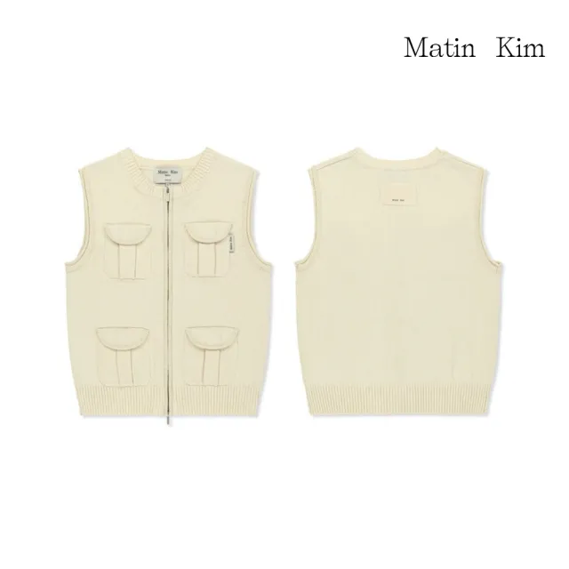 【MATIN KIM】官方旗艦 水洗工藝口袋針織背心(多款可選)