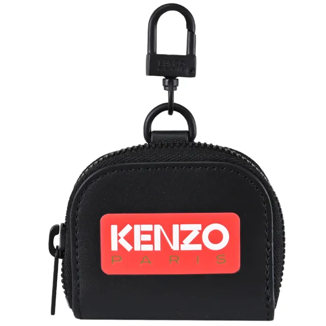 KENZO】品牌LOGO鑰匙扣吊飾零錢包AirPods收納套(黑) - momo購物網