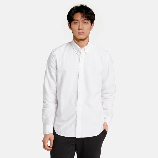 【Timberland】男款白色牛津長袖襯衫(A2ARQA94)