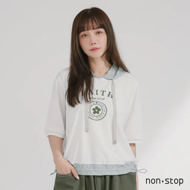 【non-stop】幸運徽章連帽T恤-2色