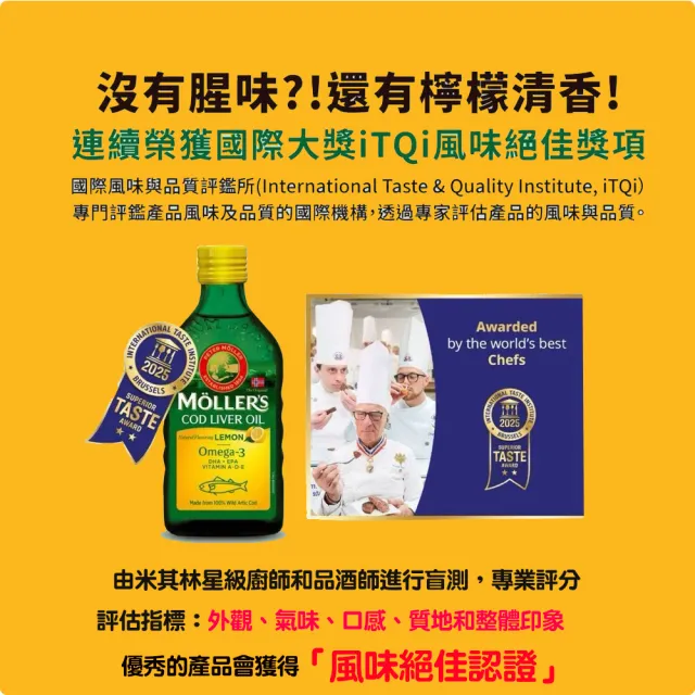 【MOLLER’S】買一送一 睦樂鱈魚肝油250ml-檸檬風味共兩瓶 ( 100%挪威原裝進口)