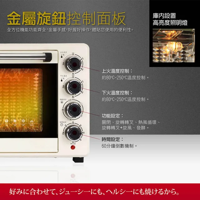 【山崎】42L不鏽鋼三溫控烘焙全能電烤箱(SK-4595RHS)