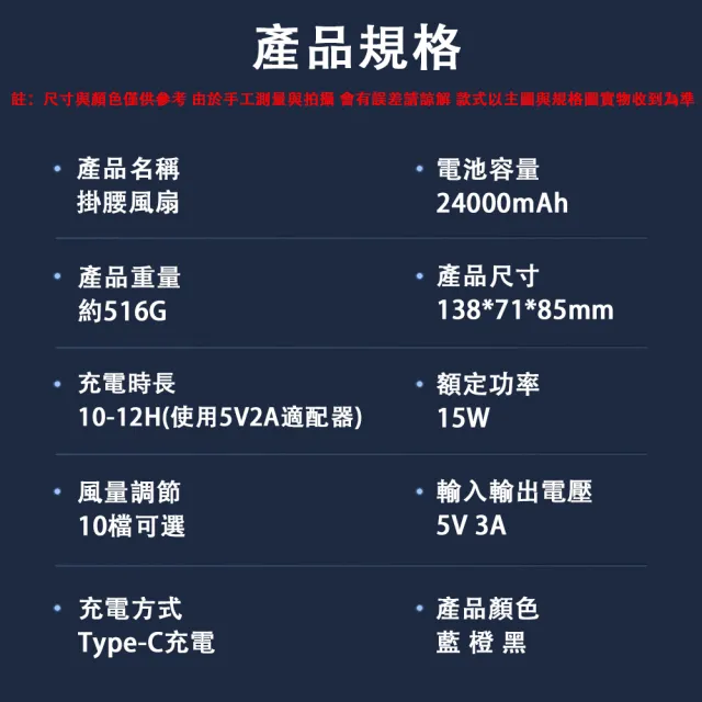 【佳美多】風扇 掛腰風扇 便攜式冷風扇 戶外工作降溫風扇 工業掛腰風扇 雙風道設計 可掛腰掛脖 十檔調節