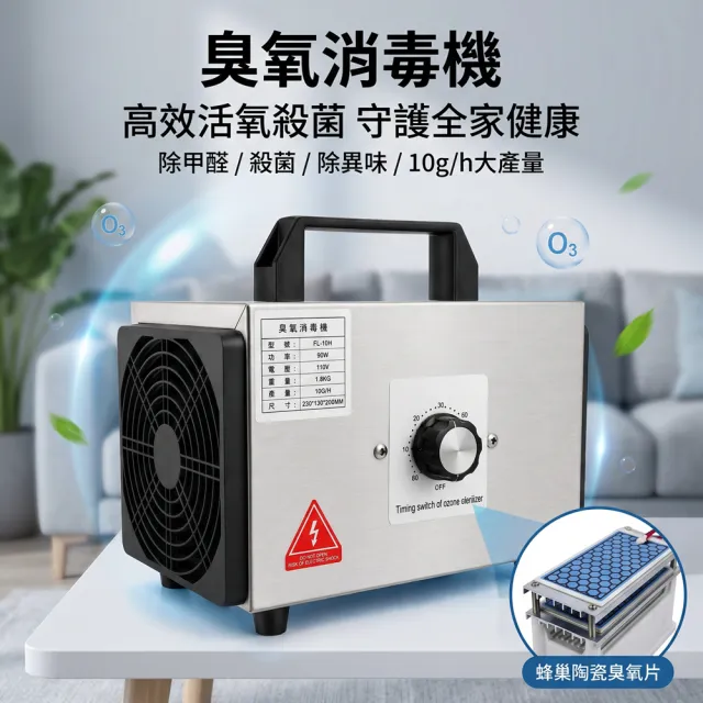 【Felsted 菲仕德】110v臭氧消毒機 臭氧發生器(家用除異味/除甲醛/活氧殺菌/空氣淨化/10g)