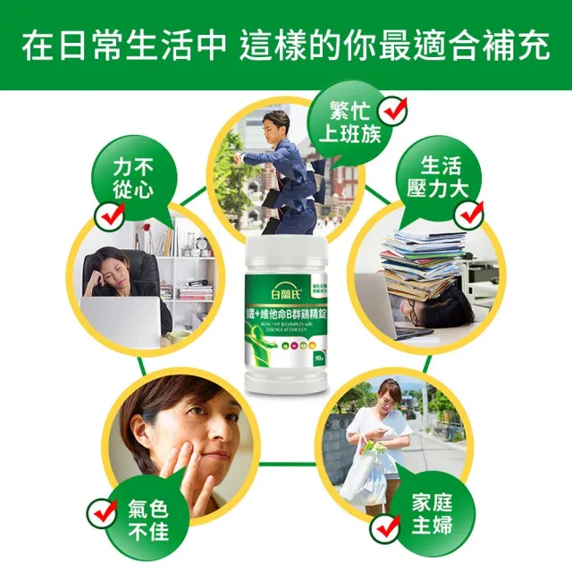 【白蘭氏】官方直營 鐵+維他命B群 雞精錠90錠x3瓶(共270錠 B群雞精錠/鐵加B群 提振精神)