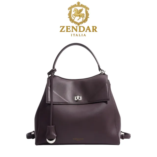 【ZENDAR】台灣總代理 頂級小牛皮手提包後背包 亞朵系列(酒紅色)