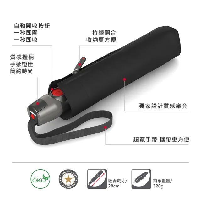 【Knirps 德國紅點傘】自動傘-經典自動開收晴雨傘(T200-任選/威品嚴選)