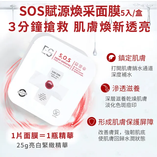 【ES】SOS賦源煥采面膜x2+緊緻修護精華+極效修護煥顏霜 (韓國原裝 急救 補水)