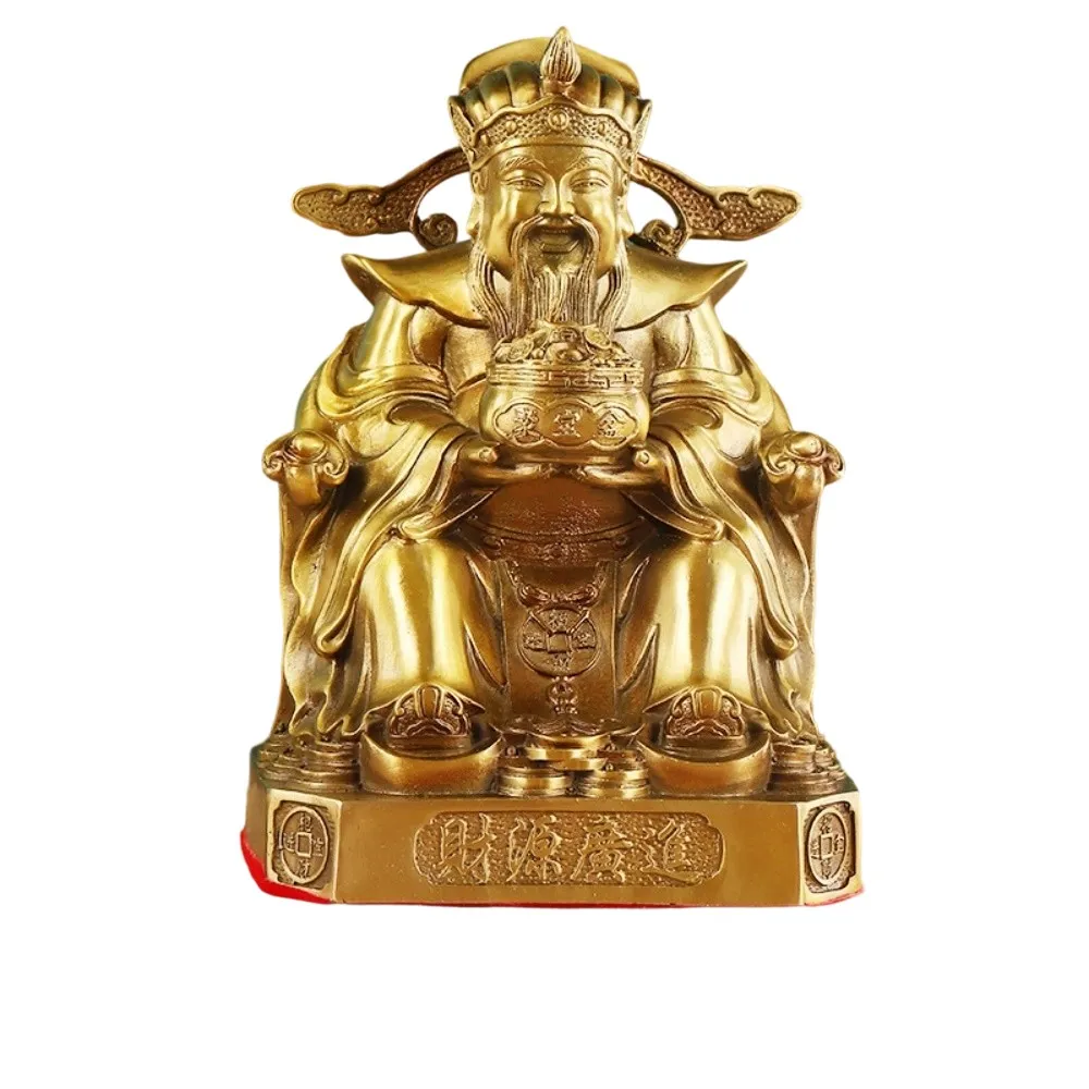 巨匠】黃銅財神爺擺件高約24cm 純銅神像家用鎮宅供奉文財神招財進寶