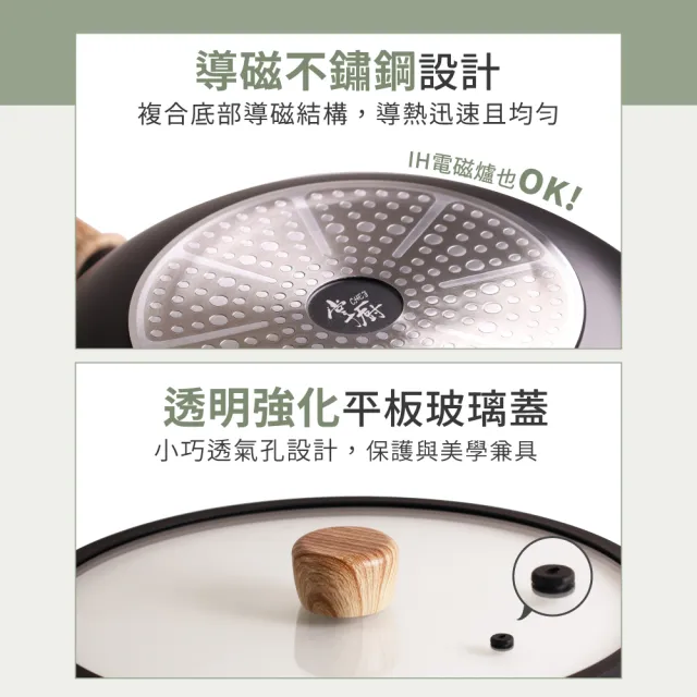 【CHEF 掌廚】森岩 鑄造不沾鍋平底鍋 28cm (IH爐/電磁爐可用)