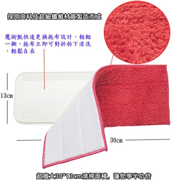 【月陽】超值4入補充拖布組台灣製造魔術超細纖維吸水平板靜電拖把補充包(C724X4)