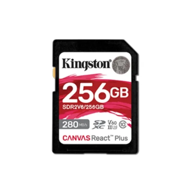 【Kingston 金士頓】加讀卡機★Canvas React Plus V60 SD 256GB/280MB/s 記憶卡(SDR2V6/256GB)