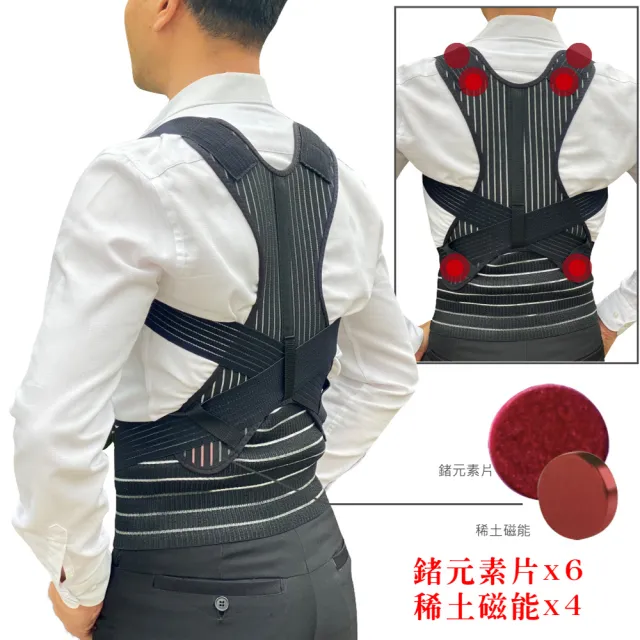 【菁炭元素】鍺+磁能開肩護腰帶(6鍺片+4磁石×開肩挺背)