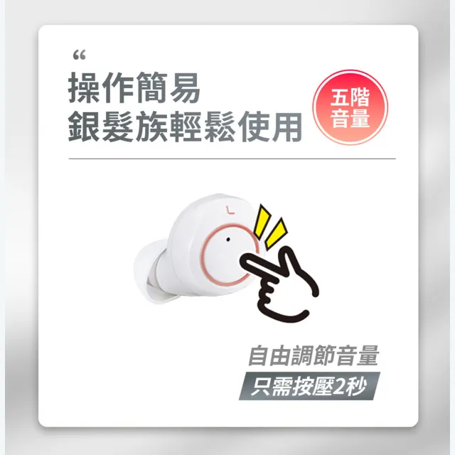 【Mimitakara 耳寶助聽器】隱密耳內型高效降噪輔聽器 6SC2 白色(福利品 充電式設計 簡易調節音量)