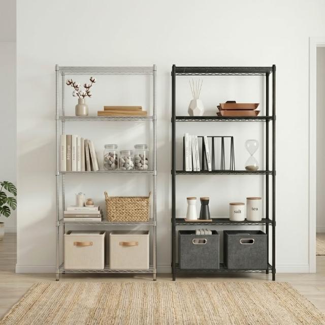 【KIWISH】鐵架MIT耐用五層置物架90x35x180cm-雙色(鐵架/五層架/收納架/層架/置物架/廚房架/鐵力士架)