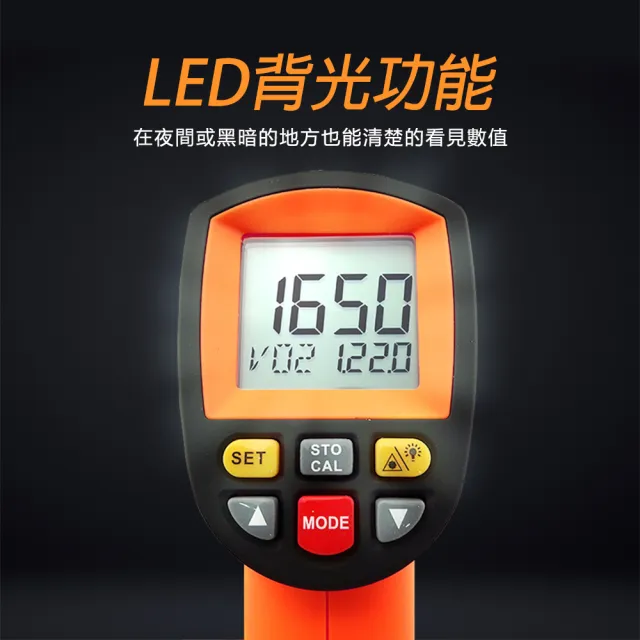溫度感測器 紅外線測溫槍 非接觸式溫度計 工業溫度測量 電子溫度計 185-TG1650(高溫溫度槍)