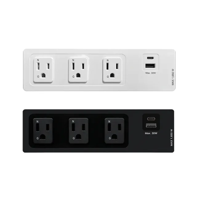 【FUNTE】電動升降桌專用｜ 桌用型延長線 - 3插USB+Type C 兩色可選