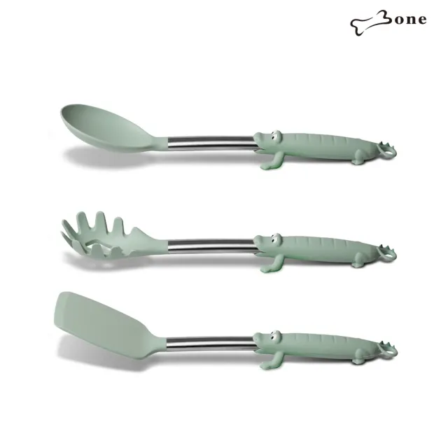 【Bone 蹦克】不沾鍋造型立掛廚具3件組 (送禮推薦/鍋鏟/湯杓/漏杓/食品級耐高溫)