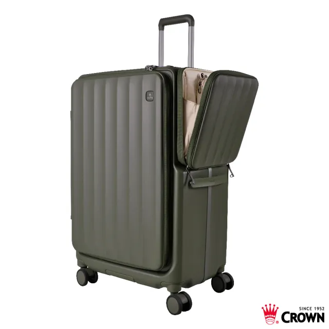 【CROWN 皇冠】WAVE 29吋 側袋磁吸行李箱 (前開式/拉桿箱/旅行箱/密碼鎖)