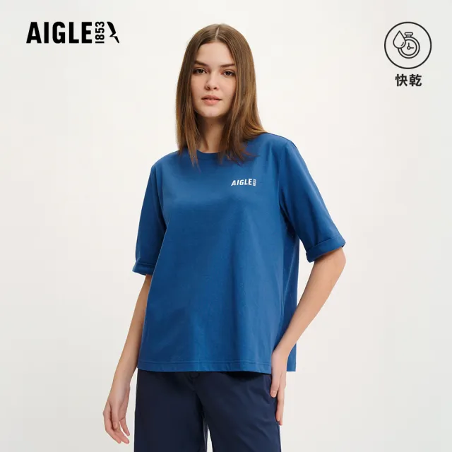 【AIGLE】女 快乾抗菌短袖T恤|AG-4P222A052 海軍藍(女 T恤 抗菌 快乾)