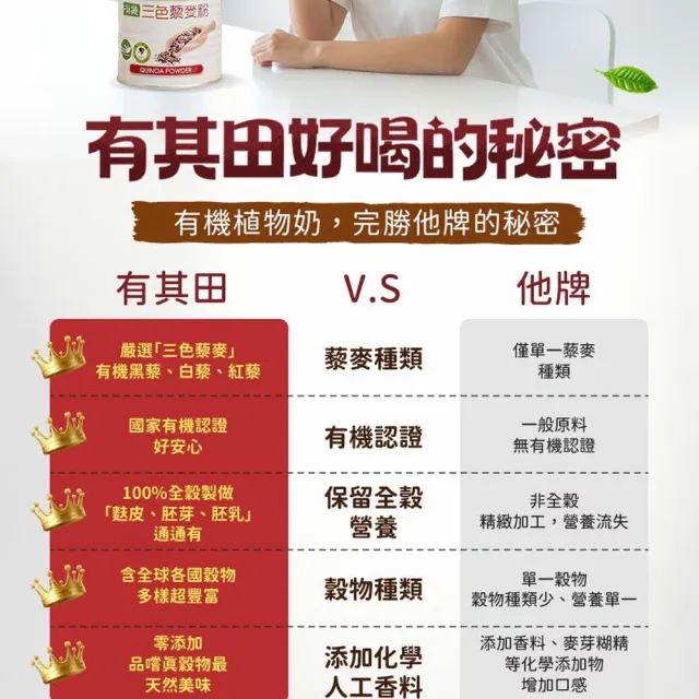 【有其田】慈心認證 有機三色藜麥粉x6罐(210g/罐) 箱購/黑藜麥/紅藜麥