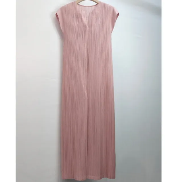 【米蘭精品】現貨出清 三宅風皺褶衣服洋裝褶皺長裙短袖連身裙子摺衣彈力女裝折衣大碼(V領法式5色74mm1)
